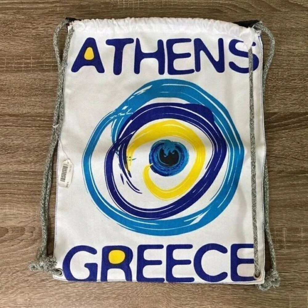 Athens Greece Drawstring Bag‎ Backpack Adult One Size Standard Unisex Blue New